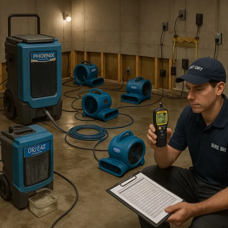 Structural Drying and Dehumidification process in Red Hill, PA